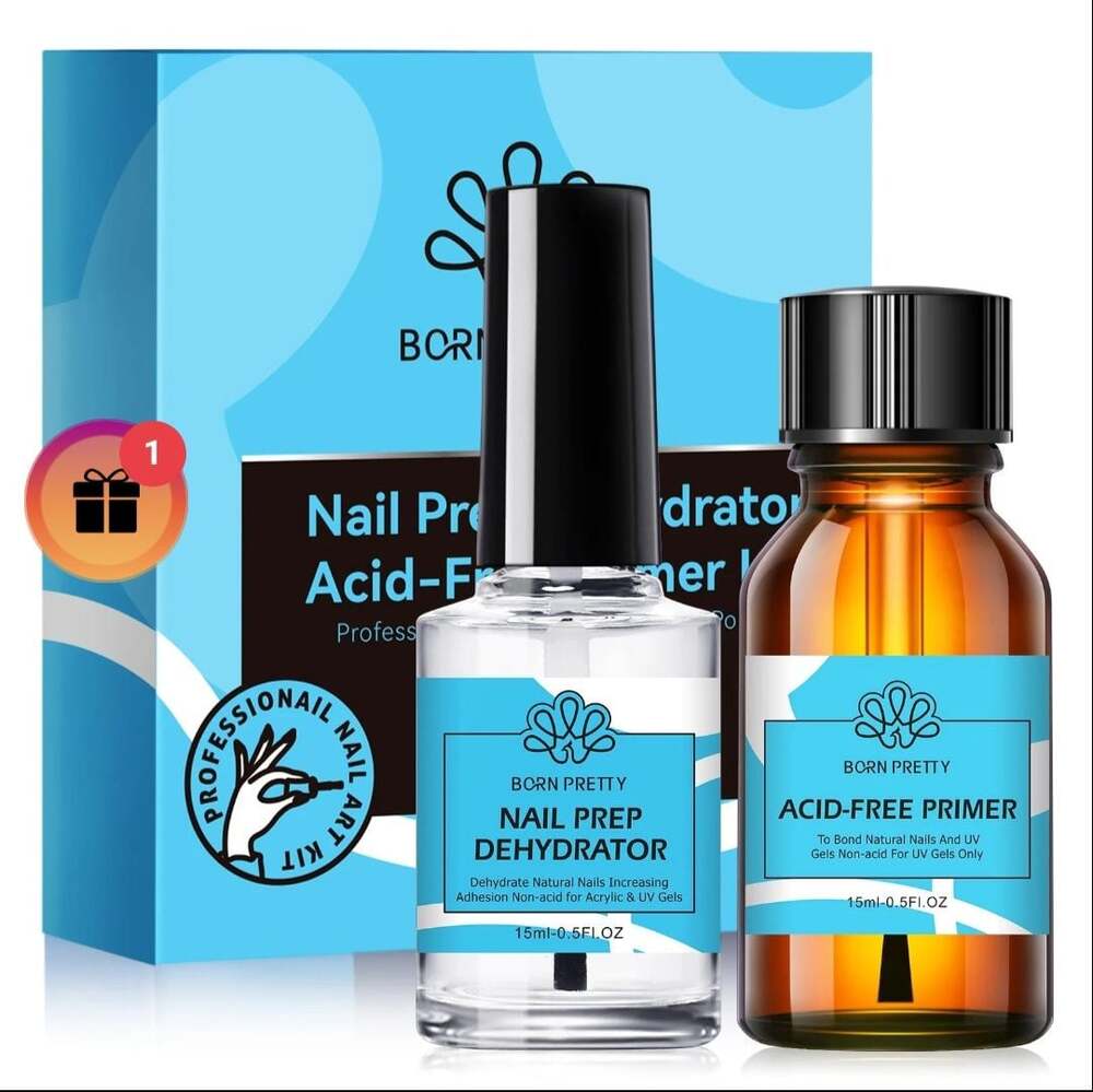 Born Pretty 2Pcs Nail Prep Dehydrator Primer Set,NIB,Sealed,Lot of 3